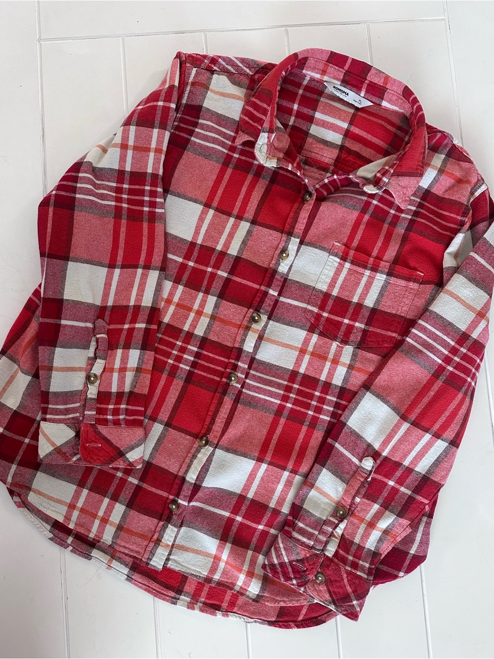 Sonoma Red Plaid Button-Down Shirt